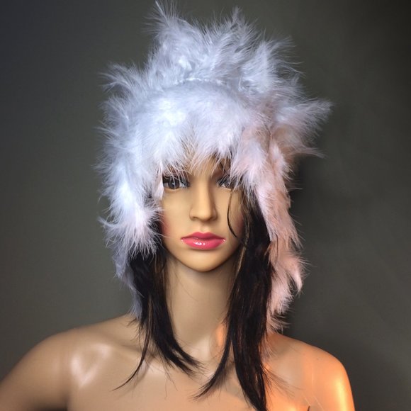 White Feather Headdress - Fluffy Marabou - Picture 11 of 12